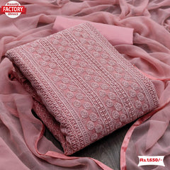 Pink Soft Chiffon Chikankari Kurtha Suruwal Piece