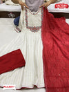 White Cotton Embroidered Kurthi Dupatta Set