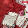 White Cotton Embroidered Kurthi Dupatta Set