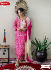 Pink Stylish Kurtha Palazzo Dupatta Set