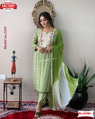 Light Green Stylish Kurtha Palazzo Dupatta Set