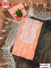 Peach Embroidered Organza Kurtha Suruwal Piece