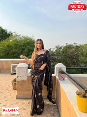 Black Georgette Sequins Partywear Saree