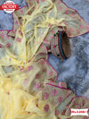 Yellow Georgette Silk Multi-embroidered Partywear Saree