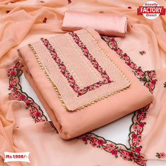 Peach Georgette Embroidered Kurtha Suruwal Piece