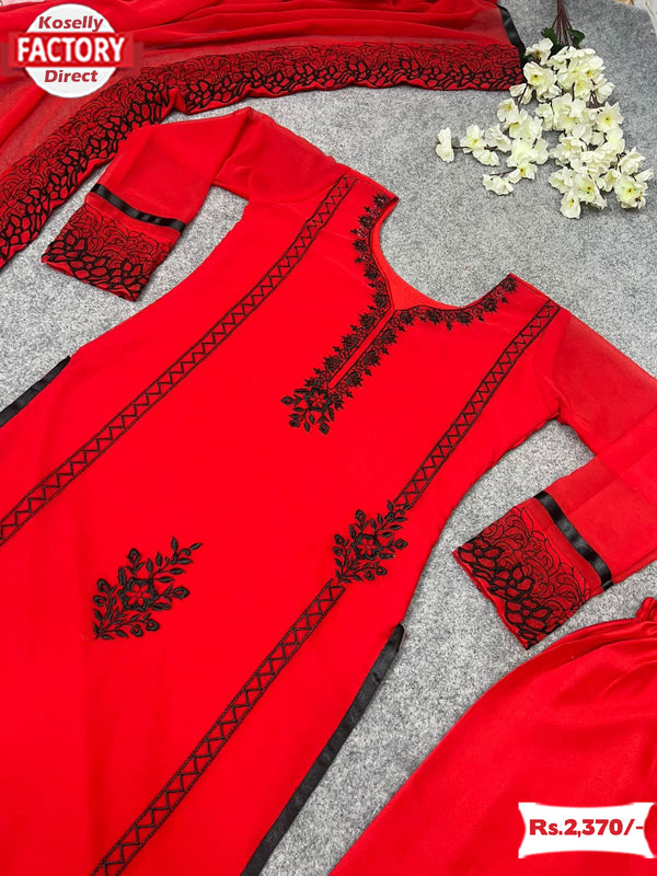Red Pakistani Georgette Readymade Suit