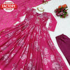 Pink Floral Georgette Gown Dupatta Set