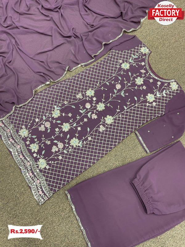 Nude Pink Designer Kurtha Palazzo Dupatta Set