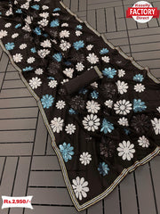 Black Georgette Multi-Sequins Partywear Saree