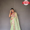 Light Green Pure Organza Saree With Gotapatti Embroidery