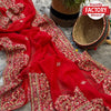 Red Georgette Multi-Embroidery Stone Worked Partywear Saree
