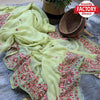 Light Green Georgette Multi-Embroidery Stone Worked Partywear Saree