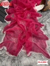 Hot Pink Pure Organza Hand Pearl Work Partywear Saree