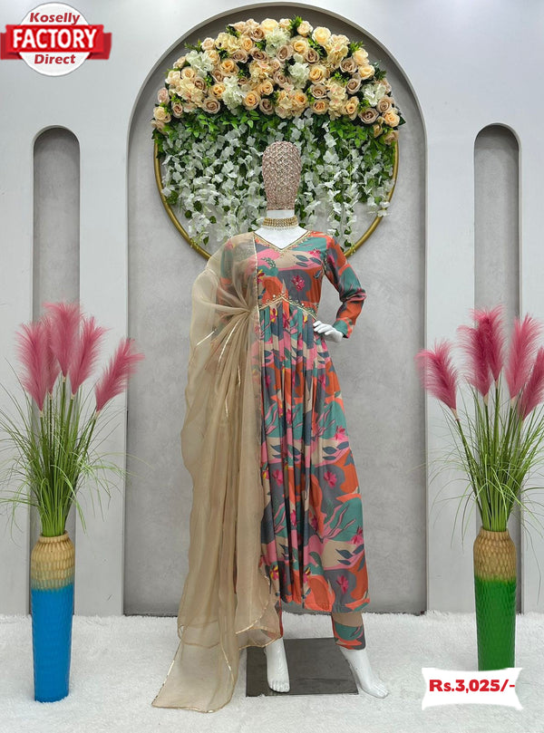 Rayon Multi-colour Aaliya Kurtha Set