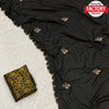 Black Chinnon Silk Saree With Hand Pearl Work