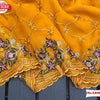 Yellow Pure Georgette Kashmiri Embroidery Saree