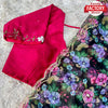 Floral Organza Saree With Handwork Readymade Blouse
