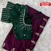 Wine Handwork Silk Saree With Readymade Handwork Blouse