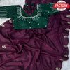 Wine Handwork Silk Saree With Readymade Handwork Blouse
