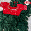 Green Handwork Silk Saree With Readymade Handwork Blouse