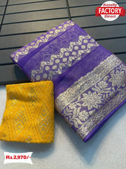 Lavender Pure Georgette Banarasi Rich Zari Saree