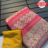 Baby Pink Pure Georgette Banarasi Rich Zari Saree