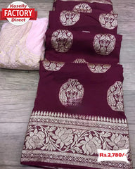 Wine Pure Dola Silk Saree