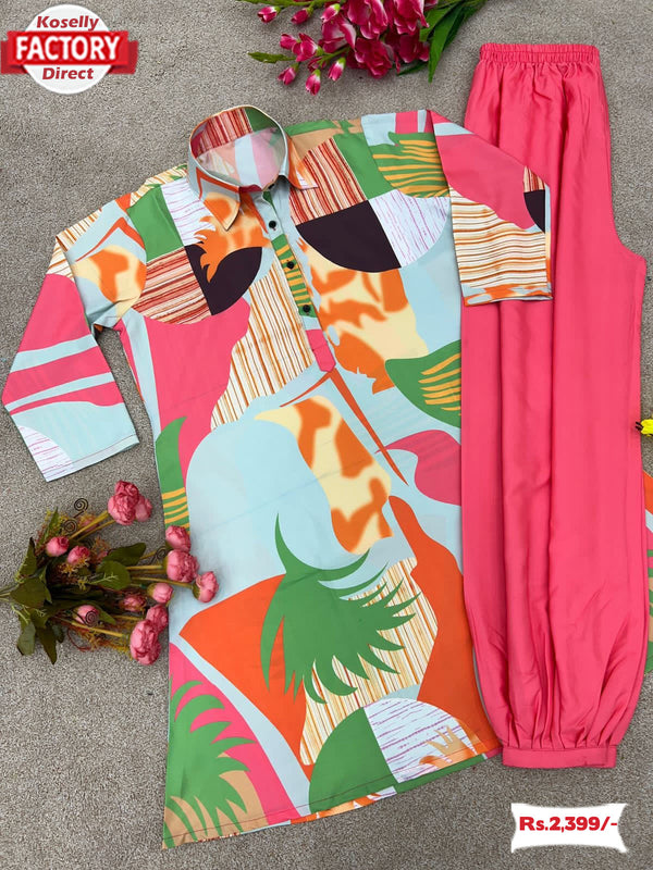 Multi-colour Crepe Co-ord Set