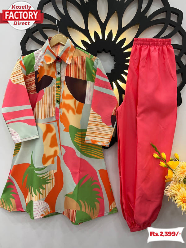 Multi-colour Crepe Co-ord Set