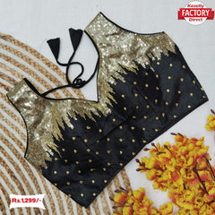 Black Silk Blouse With Fancy Sequins Work