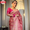 Pink Pure Dola Silk Saree With Banarasi Zari Weaving