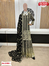 Black Partywear Georgette Sequins Kurtha Sharara