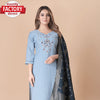 Ash Embroidered Kurtha Pant Dupatta Set