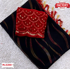 Black Georgette Smoke Foil Partywear Saree
