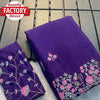 Purple Multi-embroidered Chinnon Crepe Silk Saree
