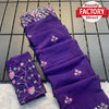 Purple Multi-embroidered Chinnon Crepe Silk Saree