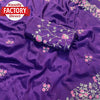 Purple Multi-embroidered Chinnon Crepe Silk Saree