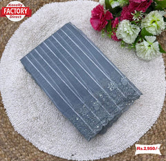 Ash Soft Organza Weaving Lining Saree