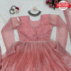 Blush Pink Tabby Organza Kurtha Pant Dupatta Set