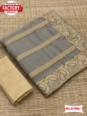 Ash Tabby Organza Silk Embroidered Saree