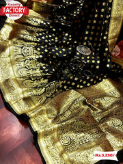 Black Handloom Banarasi Silk Rich Zari Saree