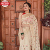 Beige Chanderi Viscose Multi-embroidery Partywear Saree