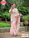 Baby Pink Dola Silk Multi-embroidery Partywear Saree