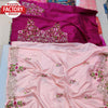 Baby Pink Dola Silk Multi-embroidery Partywear Saree