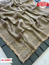 Beige Shimmer Chiffon Stone Work Partywear Saree
