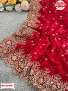 Phantom Red Pure Gazi Organza Multi-embroidered Partywear Saree
