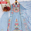 Light Blue Georgette Embroidered Kurtha Palazzo Dupatta Set
