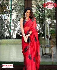 Red Organza Handwork Fancy Saree