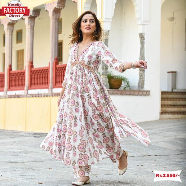 Cotton Floral Kurtha Palazzo Set For Summer
