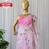 Powder Pink Organza Hand Painted Saree